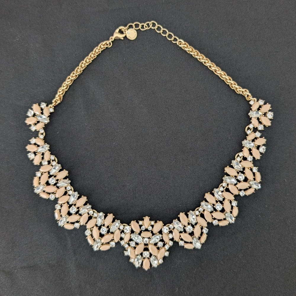 Charter Club Womens Statement Necklace Gold Tone Glass Crystal Stones Elegant